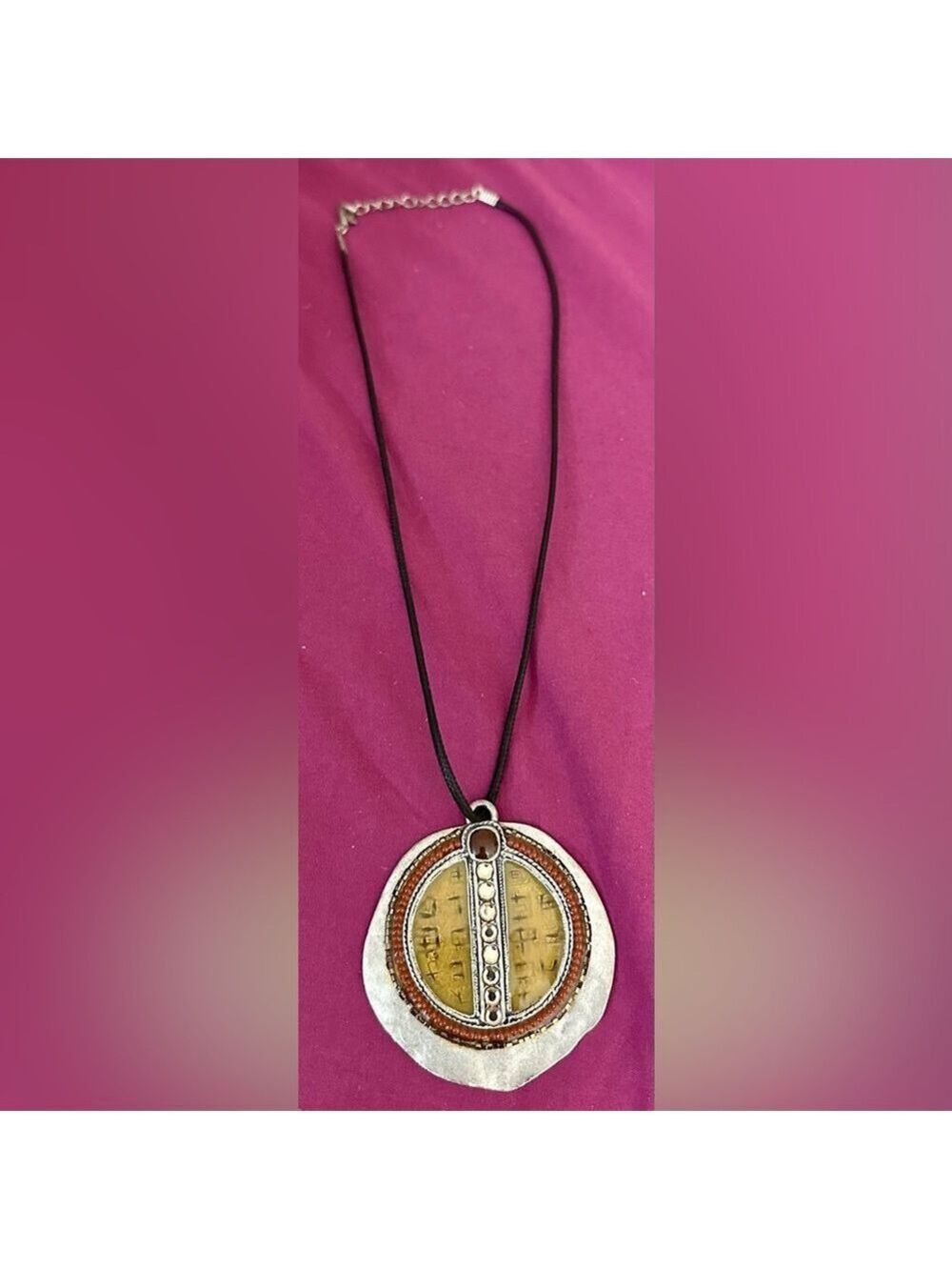 Chico’s Vintage Silver & Gold Tone Medallion Necklace - Picture 5 of 10